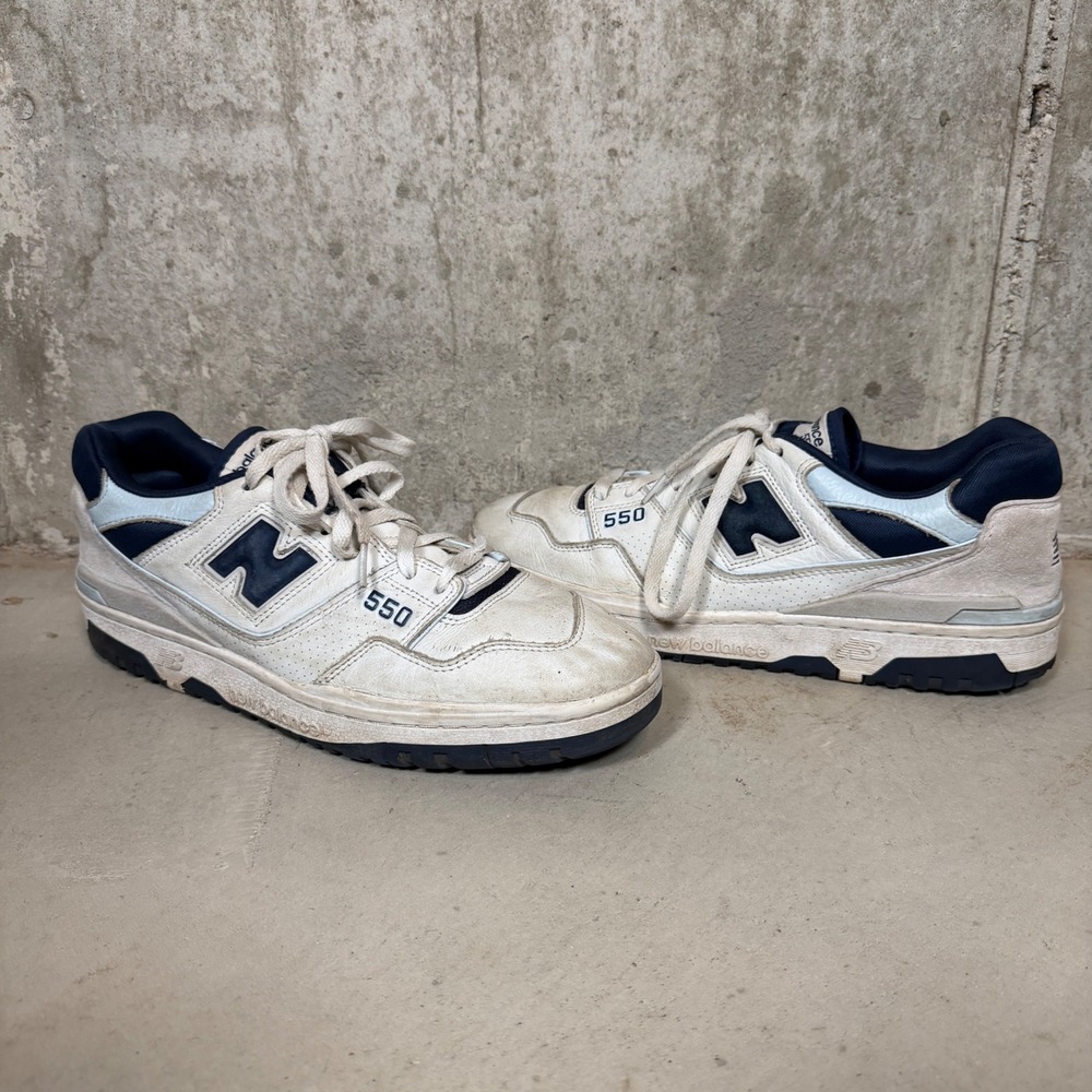 New Balance 550 White Navy Blue Leather Sneakers BB550NQB Mens 11.5